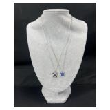 Two Sterling Silver necklaces with turtle pendants