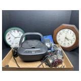 CD Player, Clocks & Electronics Assortment