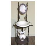 Victorian Style Washstand with Mirror & Pitcher