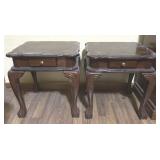 Queen Anne Style End Tables with Drawers