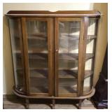 Curved Glass Walnut Style Display Cabinet