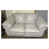 White Leather-Like Loveseat