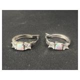 Sterling Silver Opal hoop earrings