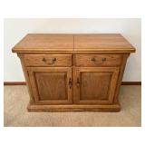 Oak Drop Leaf Server Cabinet with Storage