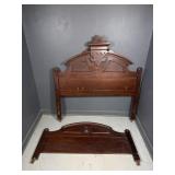 Vintage Full Size Bed with Headboard & Footboard