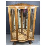Lighted Oak Curio Cabinet with Glass Shelves*