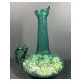 16 " Green Glass Decanter with Seashell Display