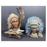2 Native American Chief Bust