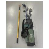 Golf clubs and kids golf bag