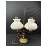 Vintage Hobnail Milk Glass Double Arm Lamp