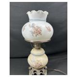 Milk Glass Hurricane Electric Lamp