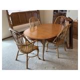Oak Dining Table with 4 Chairs & 2 Leaves