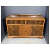 Vintage Waterfall Style Walnut Buffet Cabinet