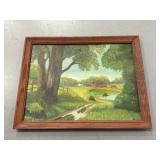Framed Signed Country Landscape Painting