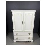 White TV Armoire Cabinet with 2 Drawers