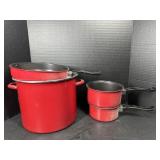 4 Red Nonstick Cookware Pieces