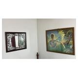 Parrot Print & Floral Wall Mirror
