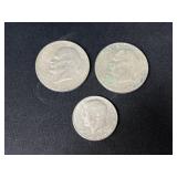 Clad bicentennial Ike dollars & 1981d jfk dollar