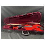Red Student Violin with Bow & Case