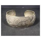 Sterling Silver peacock bangle bracelet
