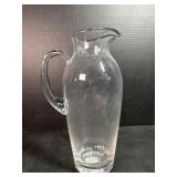 Tall Glass Etched Pitcher
