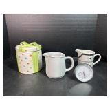 Creamers, Gift Box Canister, and Meat Thermometer