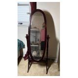 Cherry Finish Cheval Floor Mirror