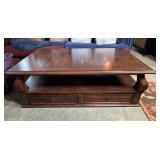 Cherry Finish Coffee Table with 2 Drawers