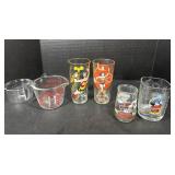 Kitchen items & 4 Character Glasses