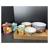 Hand Painted Kitchen Canisters & Bowls