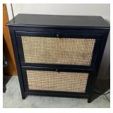 Black Rattan Door Shoe Storage Cabinet