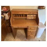 Oak Style Roll Top Computer Desk