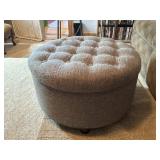 Round Storage Ottoman with Linens