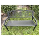 50" Black Metal Outdoor Garden Bench