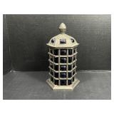 Cobalt Glass & Pewter Covered Jar