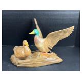Mallard Duck Figurine with Flying Drake
