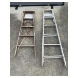 Two wooden ladders