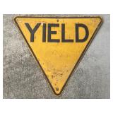Vintage Metal Yield Sign