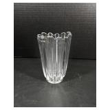 Scalloped Ribbed Clear Glass Vase