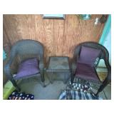Brown Wicker Chairs and Table
