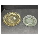 Yellow Depression Plate and uranium glass snack