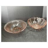 Pink depression glass serving bowls