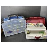 Fishing Supplies, 2 tackle boxes and plastics