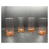 4 Pink Glass Cups