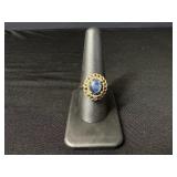 14K Gold Blue Cabochon Ring
