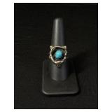 Sterling Artisan Turquoise Cabochon Ring