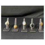 Rings with stone inlay