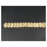 Brass 5 cent Mexican coin bracelet
