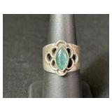 Sterling Vintage Green Stone Cocktail Ring