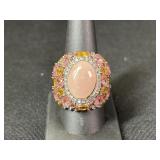 Sterling Silver Rose Quartz Cocktail Ring
